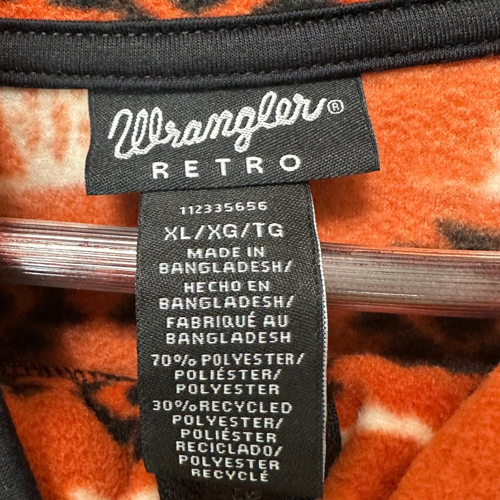 Wrangler Men Fleece Quarter Zip Pullover Cactus Southwest Aztec Orange Size M - Picture 4 of 7